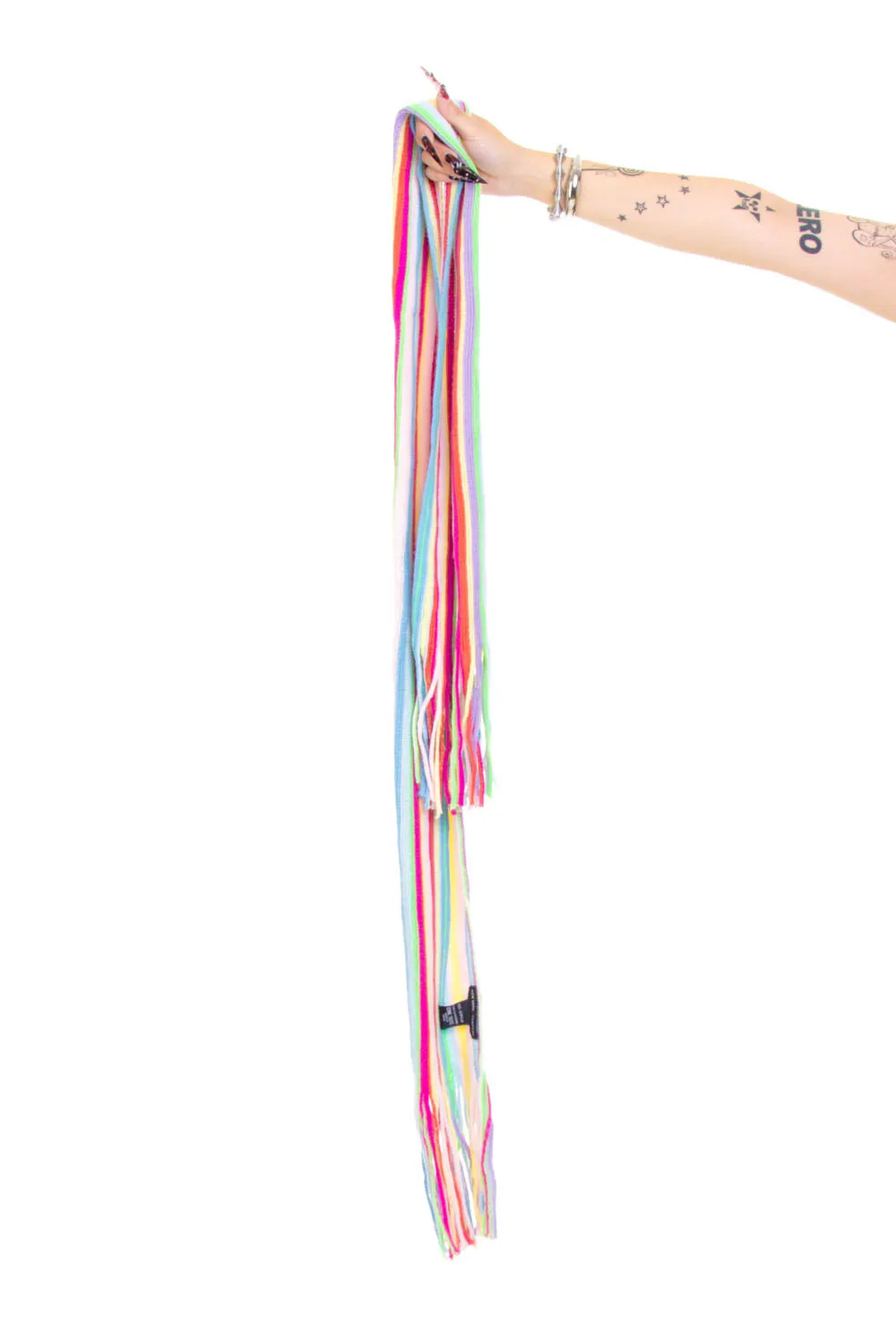 Vintage Y2K Rainbow Pastel Stripe Knit Scarf sold by Tunnel Vision