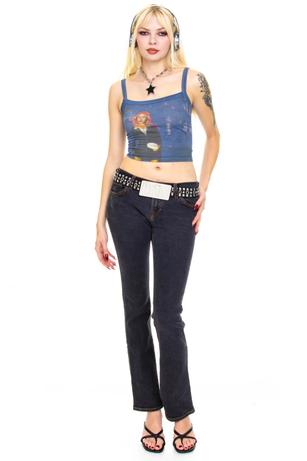 Vintage Y2K Charcoal Denim Flares - S sold by Tunnel Vision product image thumbnail 3