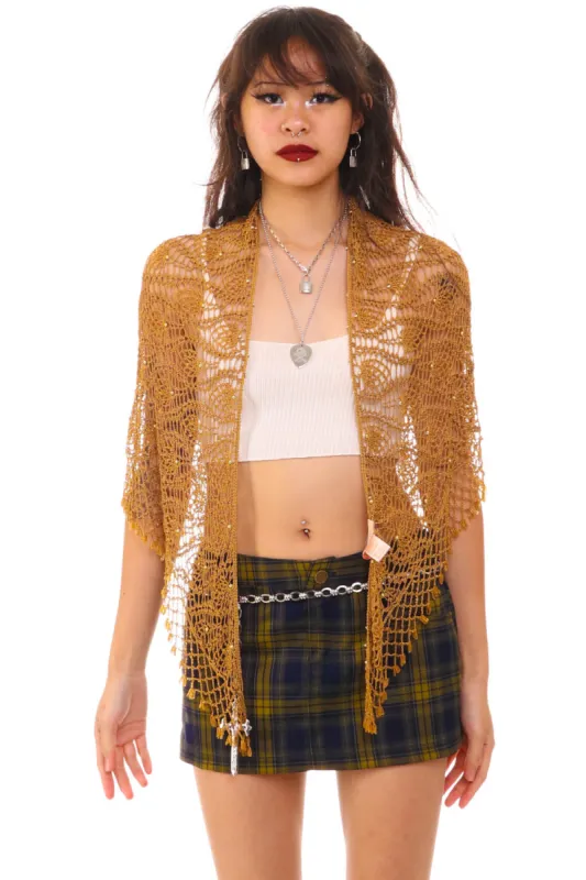 Vintage Gold Beaded Woven Shawl / Scarf sold by Tunnel Vision