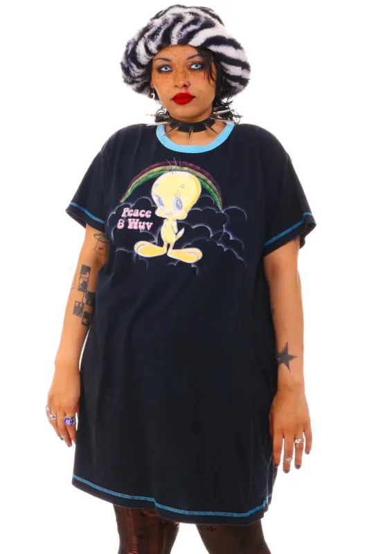Vintage 90's Peace &amp; Wuv Oversized T-shirt Dress - OSFM sold by Tunnel Vision