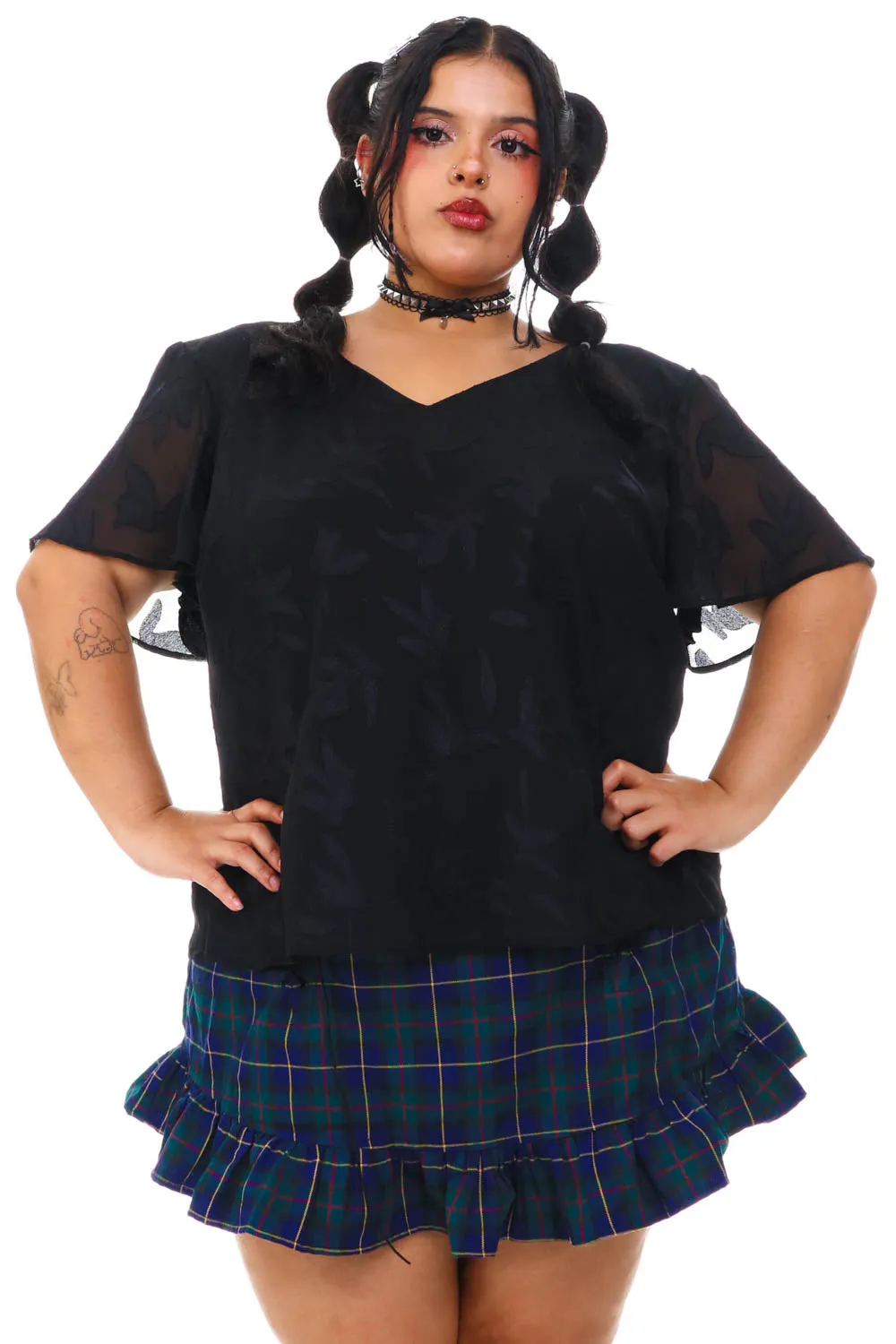 Vintage 90's Black Fallen Leaves Overlay Top - 2X/3X sold by Tunnel Vision product image thumbnail 2