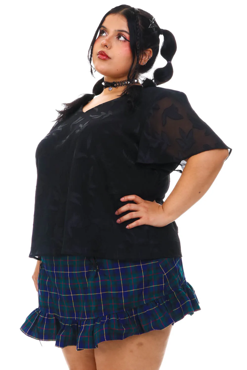 Vintage 90's Black Fallen Leaves Overlay Top - 2X/3X sold by Tunnel Vision product image thumbnail 3