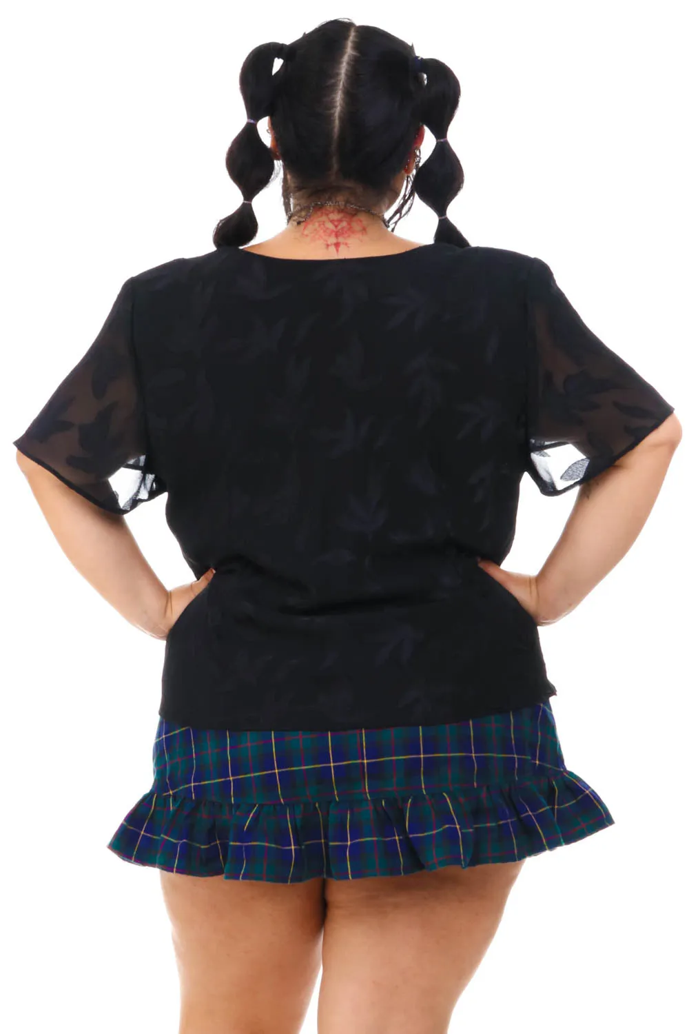 Vintage 90's Black Fallen Leaves Overlay Top - 2X/3X sold by Tunnel Vision product image thumbnail 5