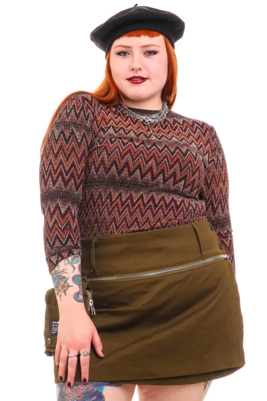 Vintage 90's Glitter Chevron Striped Stretch Top - L/XL/2X sold by Tunnel Vision