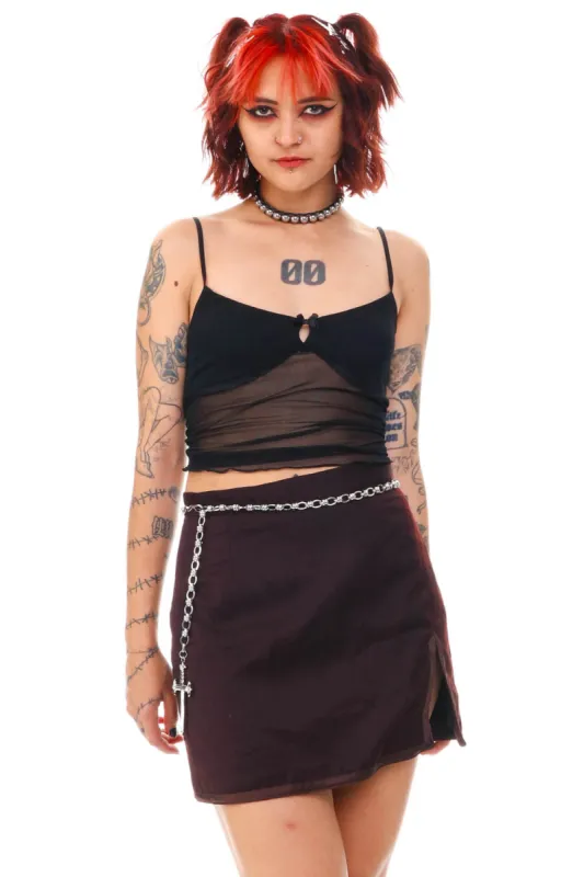 Vintage 90's Brown Mini Skirt - S sold by Tunnel Vision