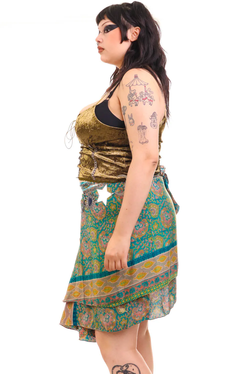 Vintage 90's Silky Embroidered Wrap Skirt - OSFM sold by Tunnel Vision product image thumbnail 5