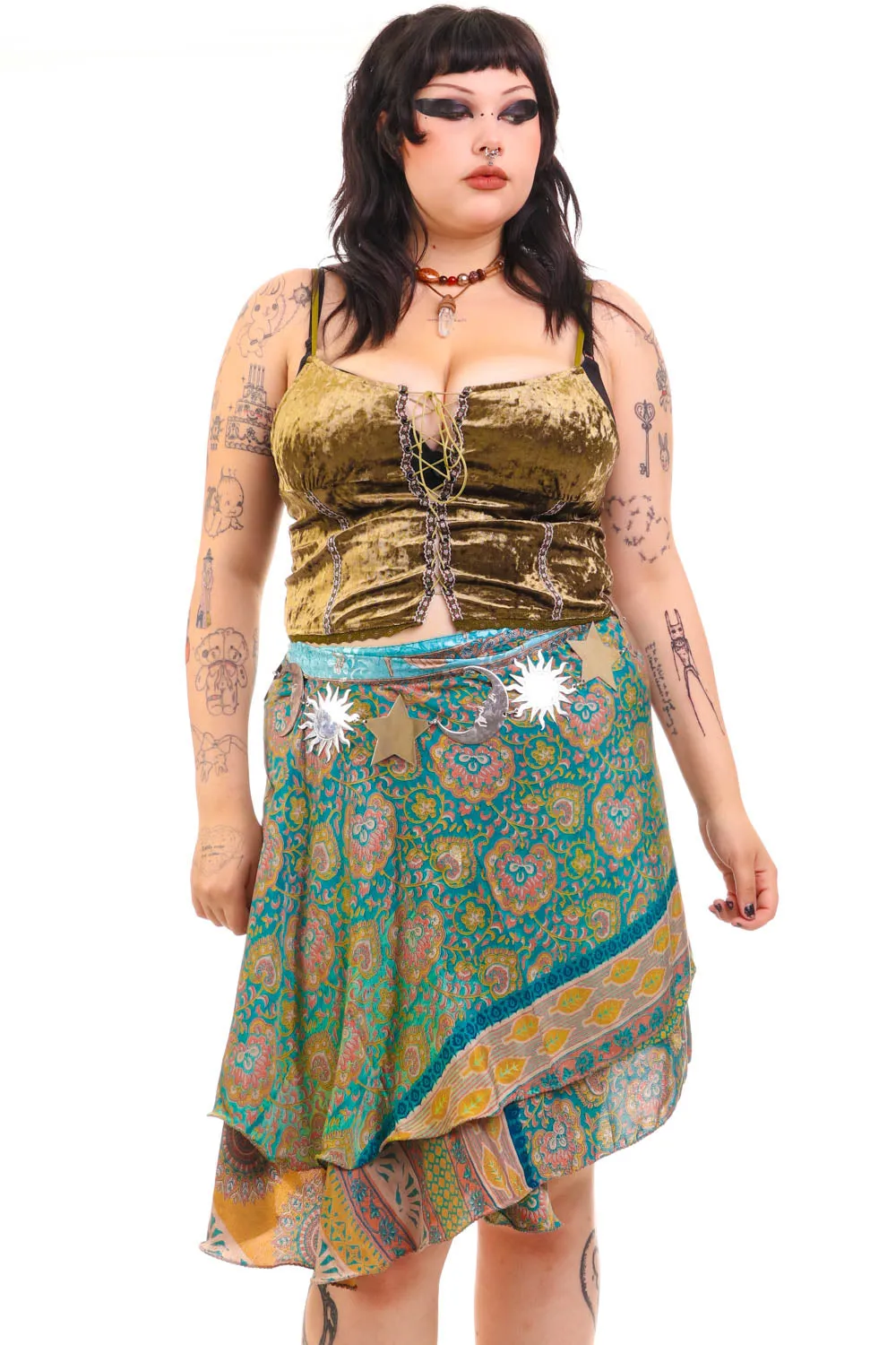 Vintage 90's Silky Embroidered Wrap Skirt - OSFM sold by Tunnel Vision