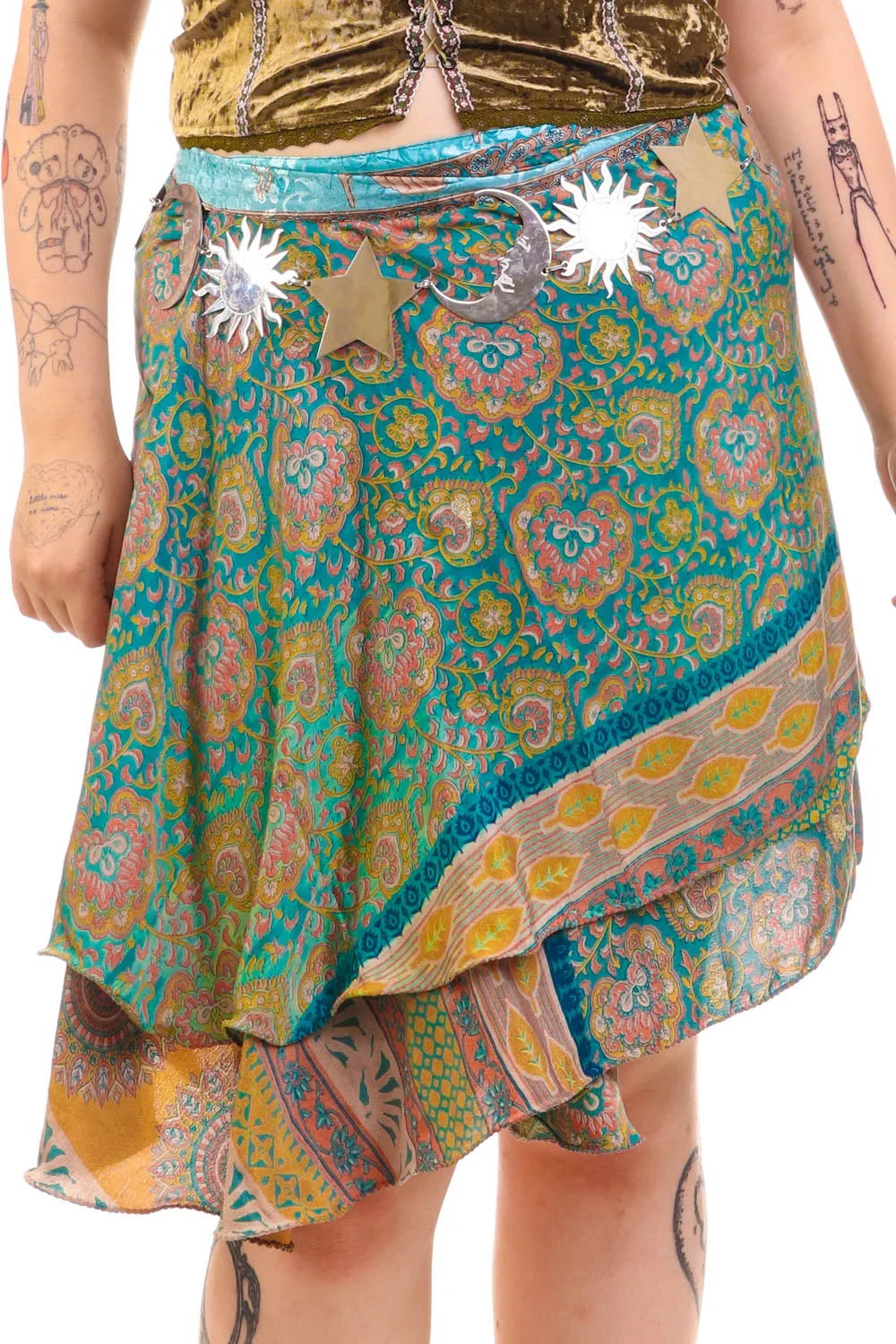 Vintage 90's Silky Embroidered Wrap Skirt - OSFM sold by Tunnel Vision product image thumbnail 3