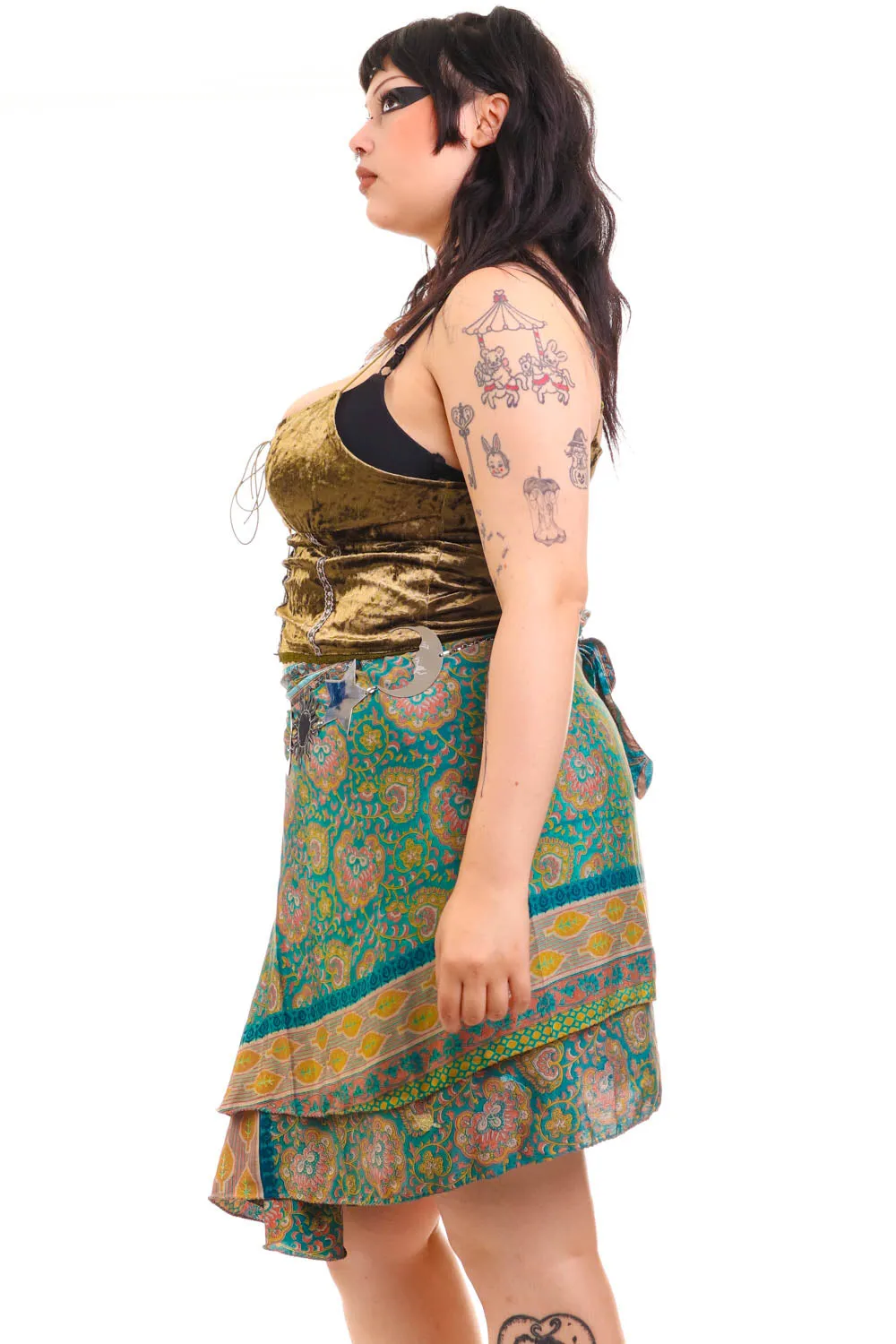 Vintage 90's Silky Embroidered Wrap Skirt - OSFM sold by Tunnel Vision product image thumbnail 4