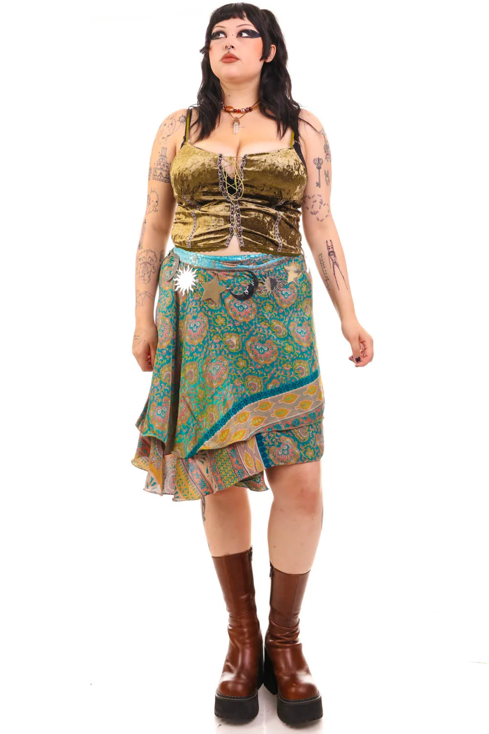 Vintage 90's Silky Embroidered Wrap Skirt - OSFM sold by Tunnel Vision product image thumbnail 2