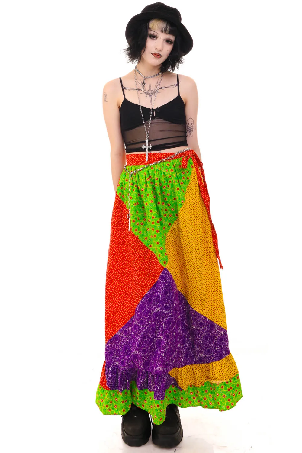 Vintage 70's Technicolor Patchwork Maxi Skirt - XS/S sold by Tunnel Vision product image thumbnail 2