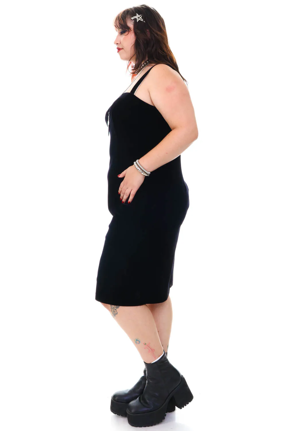 Vintage 90's Black Velvet Midi Dress - XL sold by Tunnel Vision product image thumbnail 4