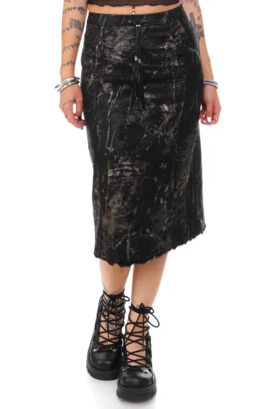Vintage 90's Black Metallic Beaded Skirt - XS sold by Tunnel Vision