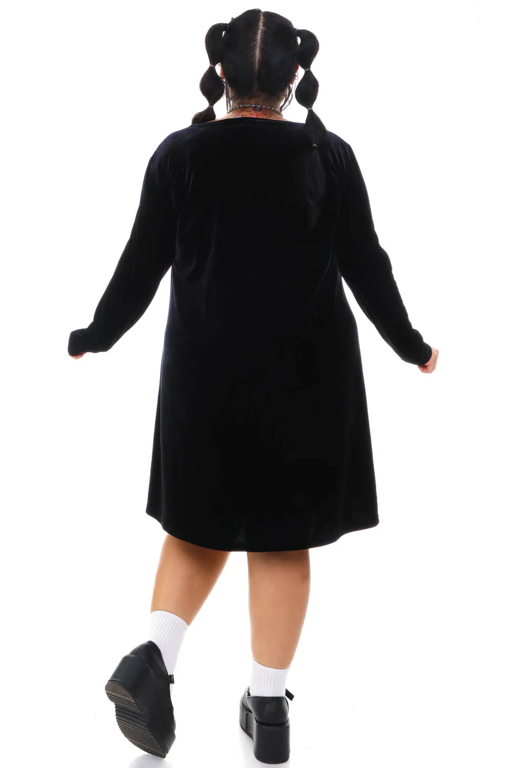 Vintage 90's Black Velvet Long-Sleeve Dress - 2X/3X/4X sold by Tunnel Vision product image thumbnail 5