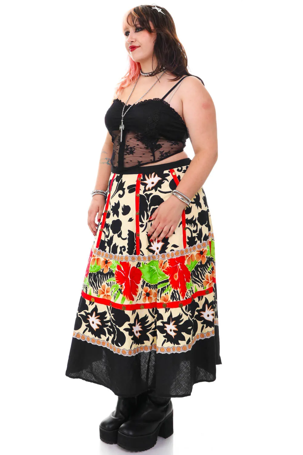 Vintage Y2K Floral Mix Print Skirt - XL/2X sold by Tunnel Vision product image thumbnail 4