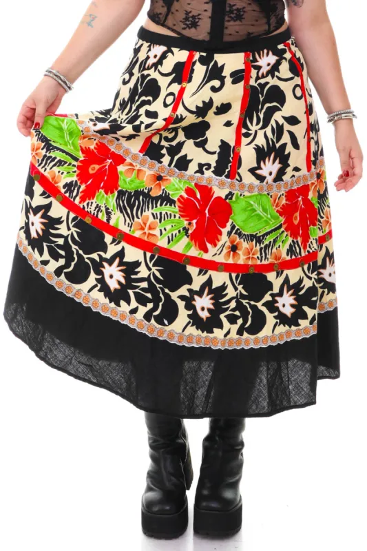 Vintage Y2K Floral Mix Print Skirt - XL/2X sold by Tunnel Vision