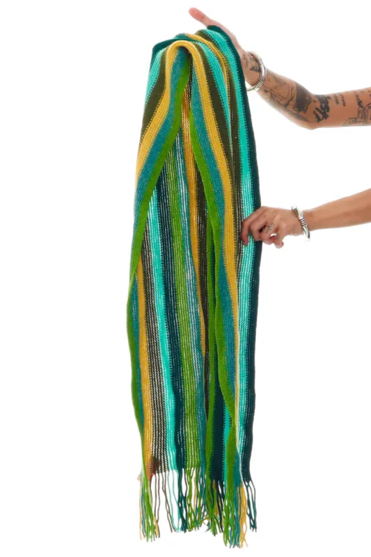 Vintage 90's Wool Moody Blue Stripe Knit Scarf sold by Tunnel Vision