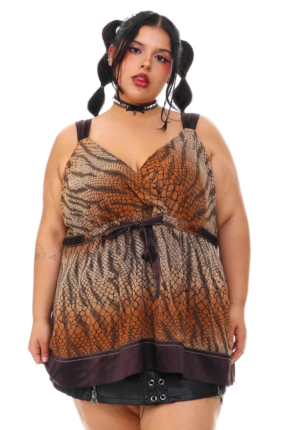 Vintage Y2K Shades Of Brown Snake Ribbon Tank - 2X/3X sold by Tunnel Vision