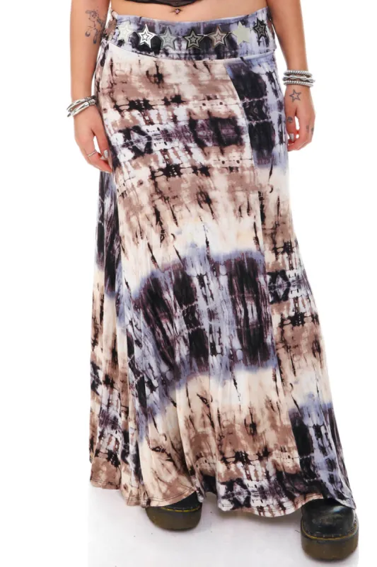 Vintage Y2K Natural Tie Dye Maxi Skirt - OSFM sold by Tunnel Vision
