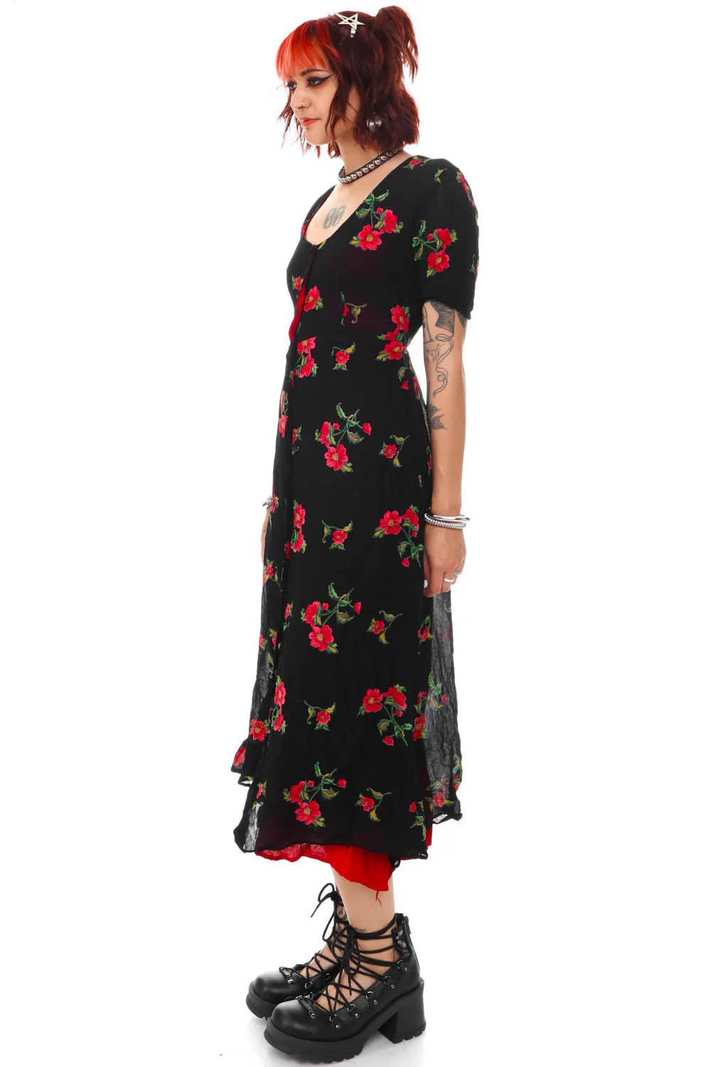 Vintage 90's Nostalgia Grunge Floral Button Up Dress - S/M/L sold by Tunnel Vision product image thumbnail 3