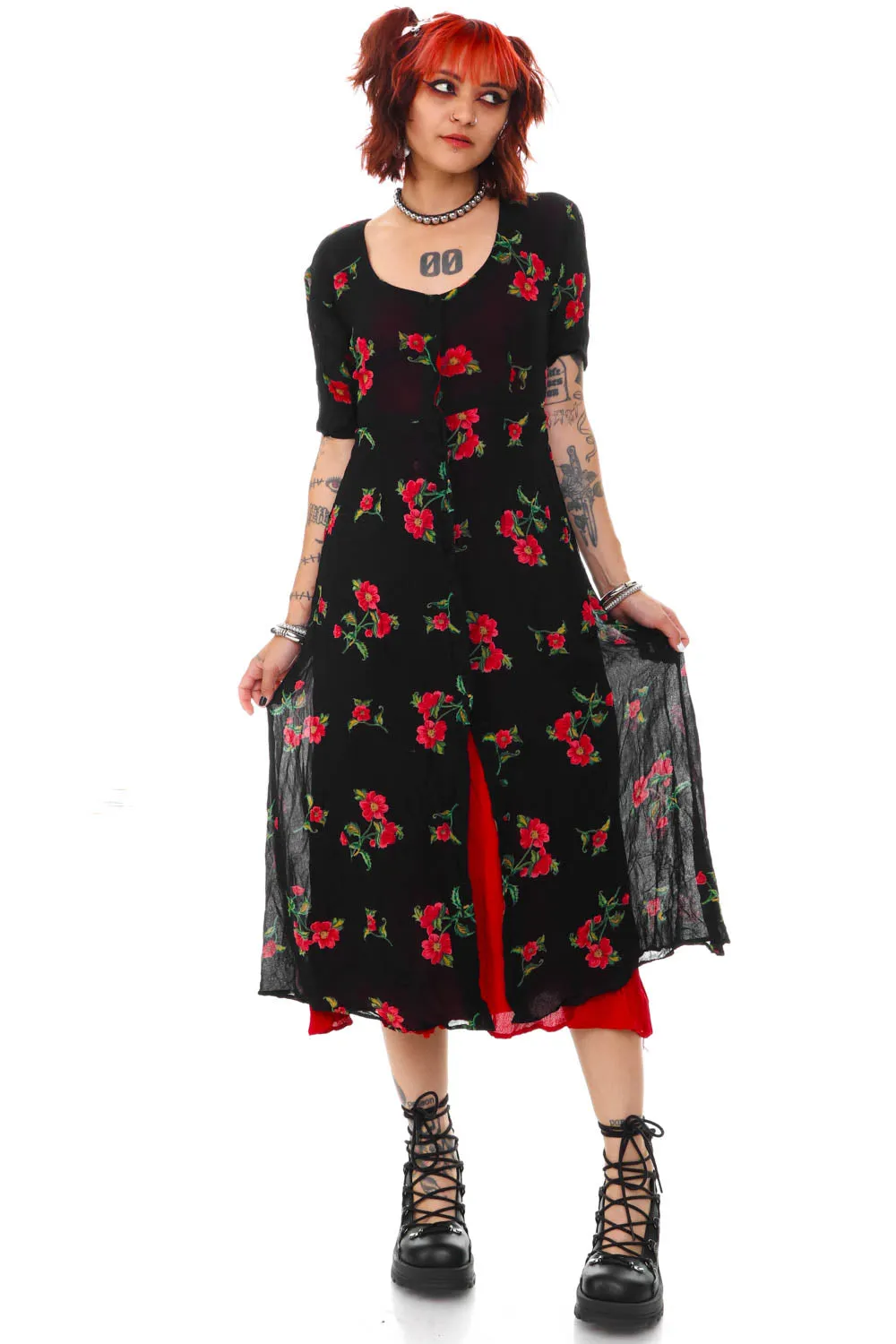 Vintage 90's Nostalgia Grunge Floral Button Up Dress - S/M/L sold by Tunnel Vision