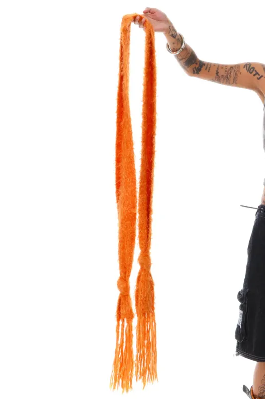 Vintage Y2K Orange Fuzzy Monster Scarf sold by Tunnel Vision