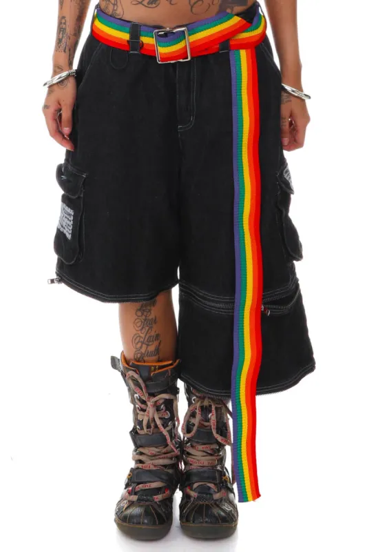 Vintage 90's Heavy Duty Rainbow Striped Belt - OSFM sold by Tunnel Vision