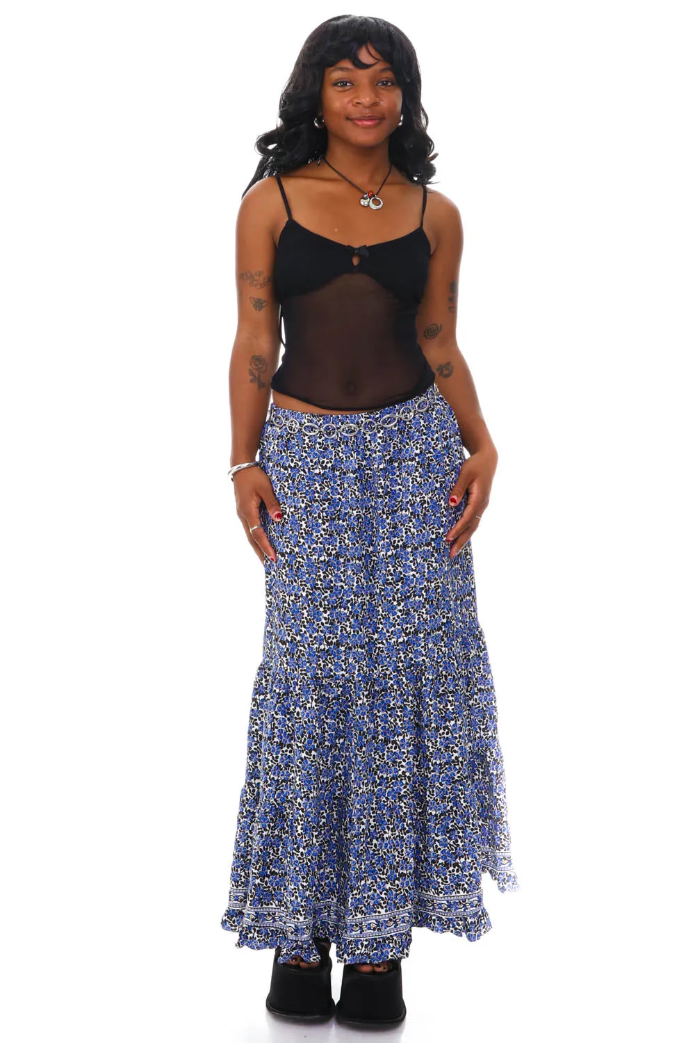 Vintage Y2K Blue Floral Pattern Maxi Skirt - S/M sold by Tunnel Vision product image thumbnail 4