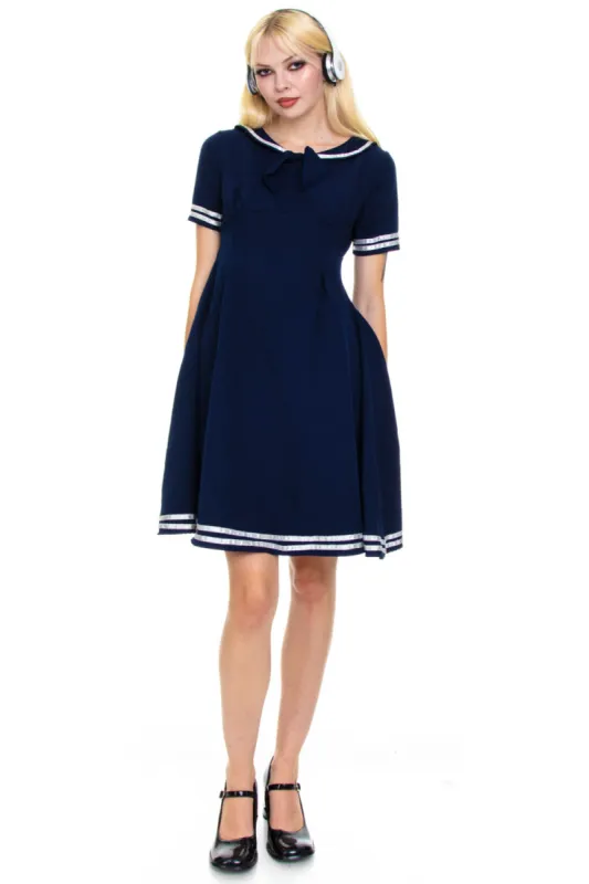 Vintage Y2K Little Navy Sailor Dress - S sold by Tunnel Vision