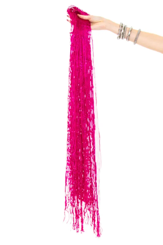 Vintage Y2K Magenta Tassel Knit Scarf sold by Tunnel Vision