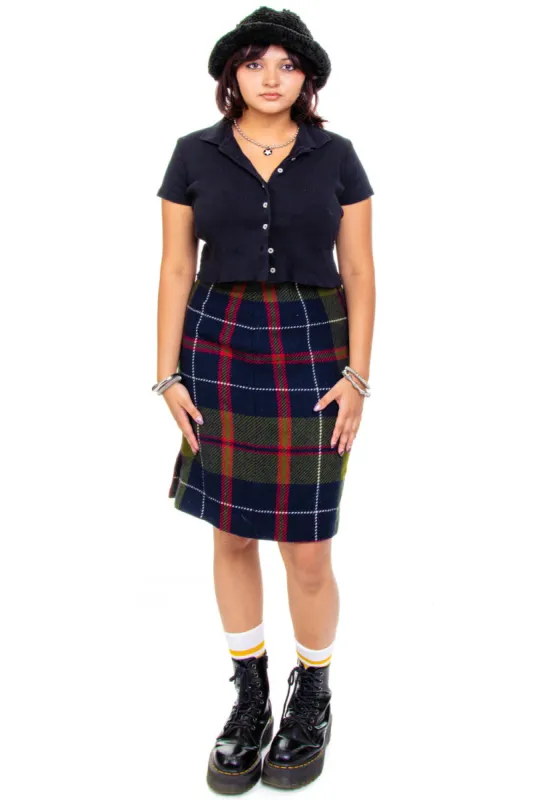 Vintage 90's Grunge Plaid Wool Skirt - M sold by Tunnel Vision