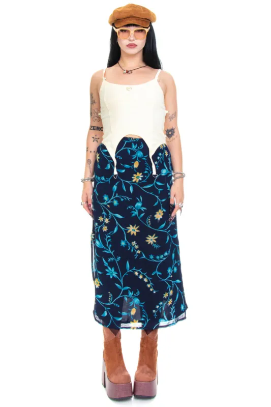 Vintage 90's Moody Floral Maxi Skirt - M/L sold by Tunnel Vision