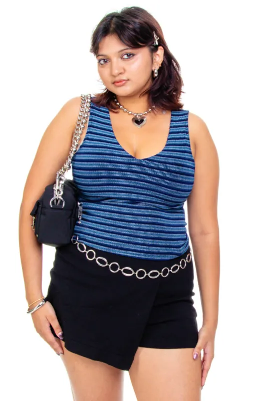 Vintage Y2K Genevieve Blue Striped Tank Top - S/M/L sold by Tunnel Vision