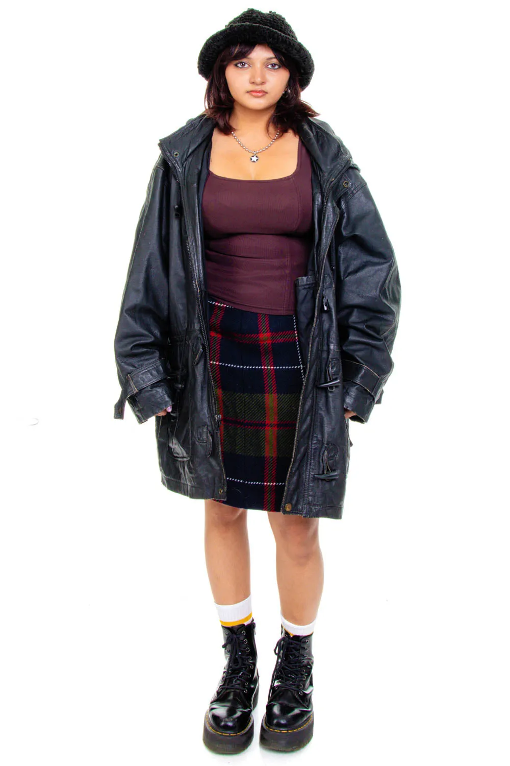 Vintage 80's Wilson's Hooded Matrix Black Leather Jacket - OSFM sold by Tunnel Vision product image thumbnail 2