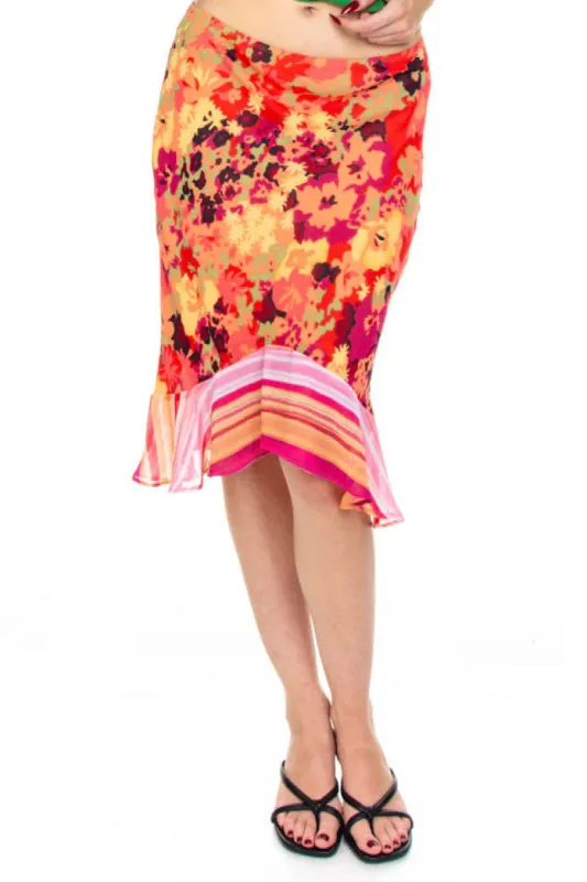 Vintage Y2K Starburst Floral Stripe Skirt - S/M sold by Tunnel Vision