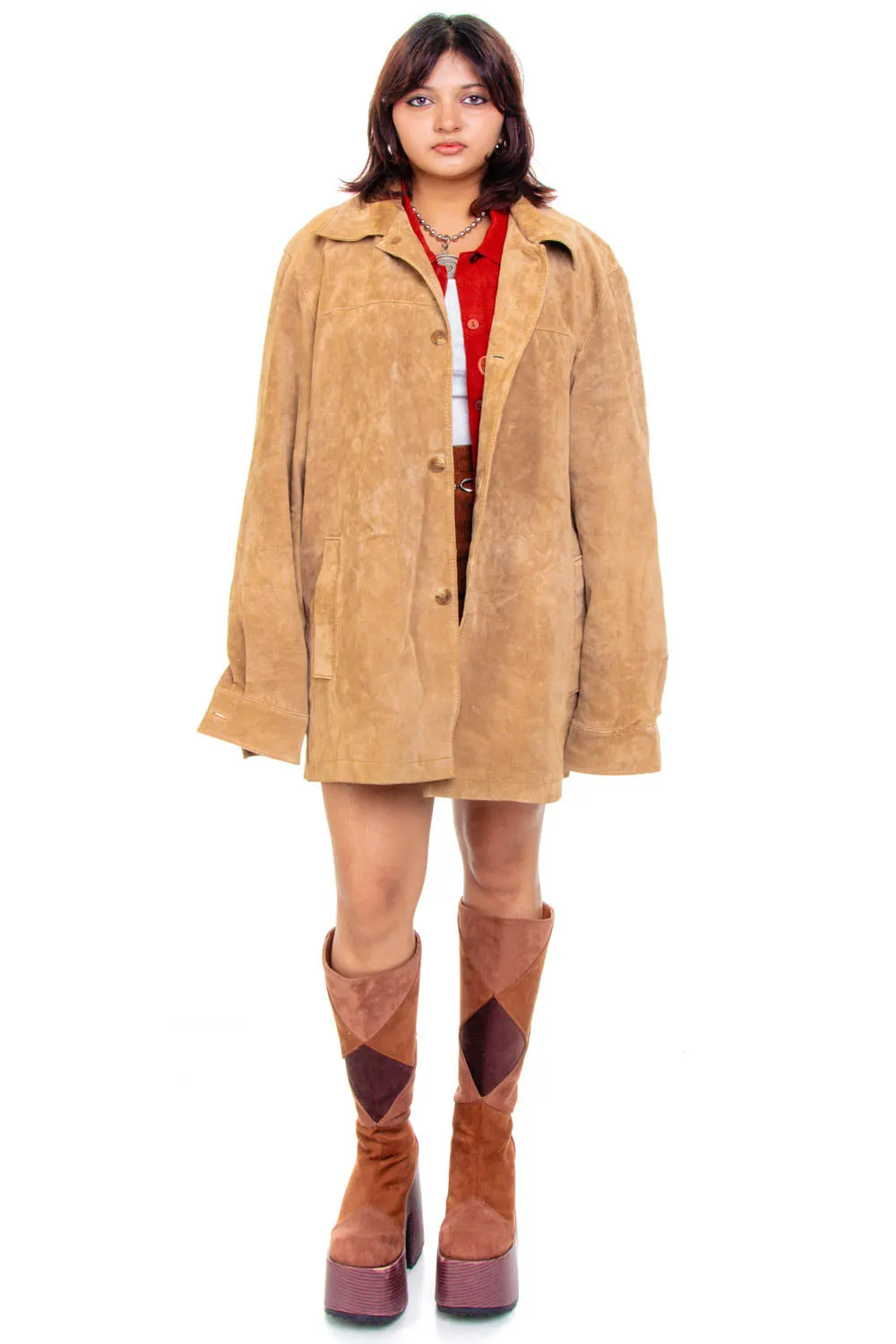 Vintage 90's Buttery Soft Camel Suede Jacket - OSFM sold by Tunnel Vision product image thumbnail 2