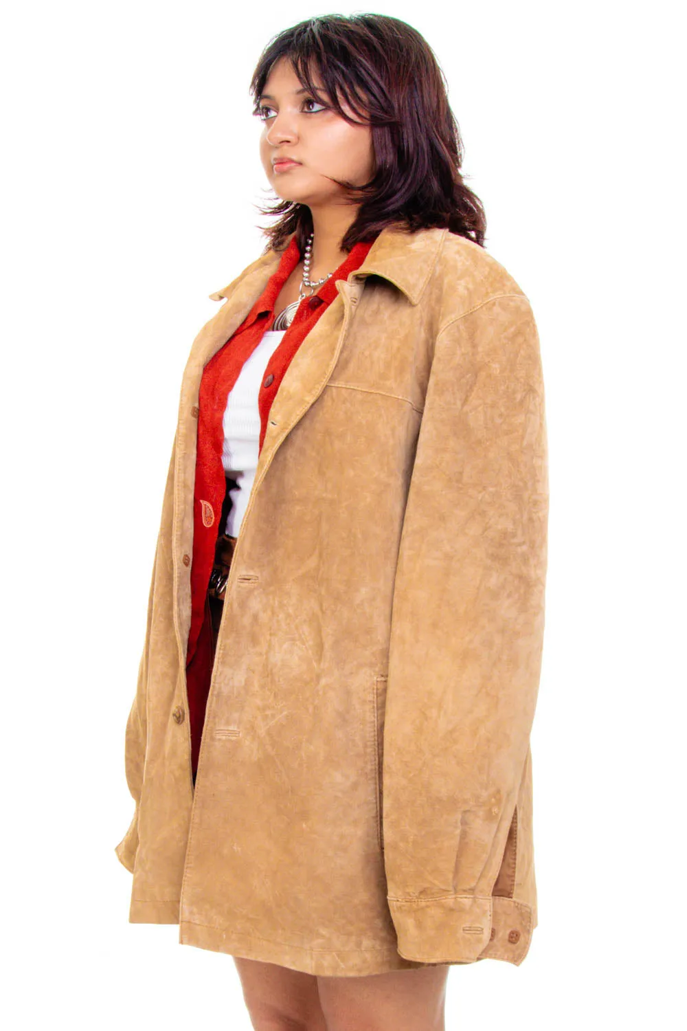 Vintage 90's Buttery Soft Camel Suede Jacket - OSFM sold by Tunnel Vision product image thumbnail 4