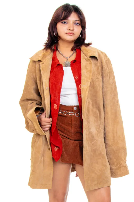 Vintage 90's Buttery Soft Camel Suede Jacket - OSFM sold by Tunnel Vision