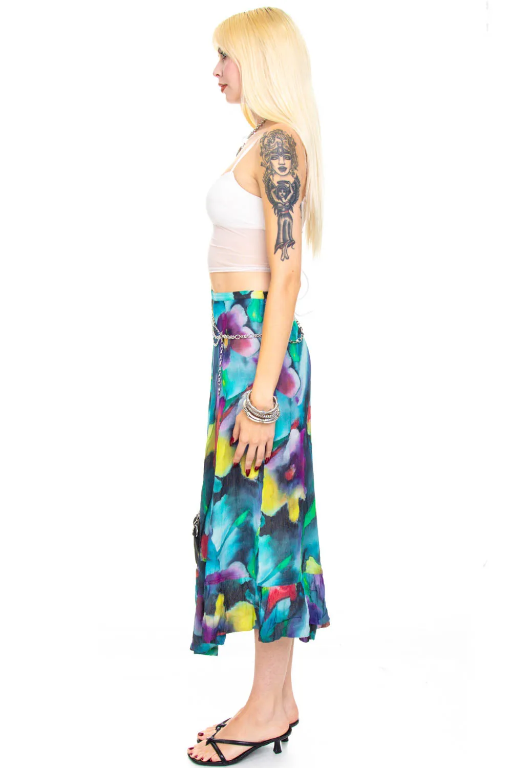 Vintage Y2K Trippy Painted Flower Maxi Skirt - S sold by Tunnel Vision product image thumbnail 5
