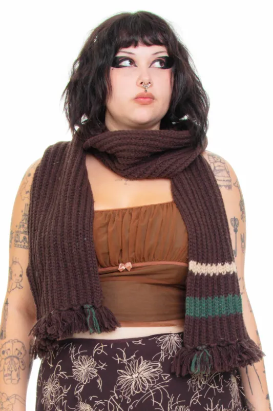 Vintage 90's Brown Knit Stripe Scarf sold by Tunnel Vision