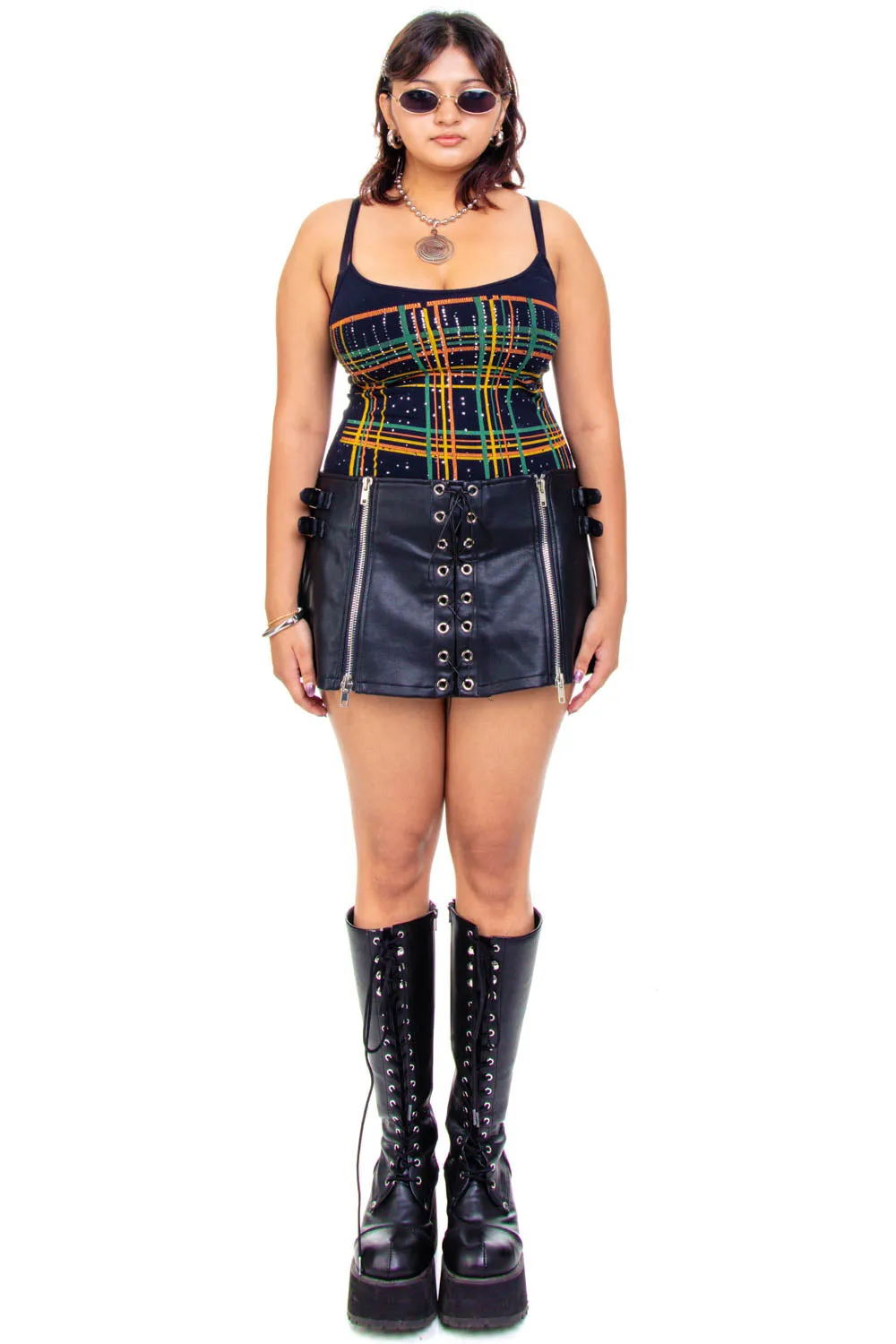 Vintage Y2K Plaid Glitter Tank Top - OSFM sold by Tunnel Vision product image thumbnail 2