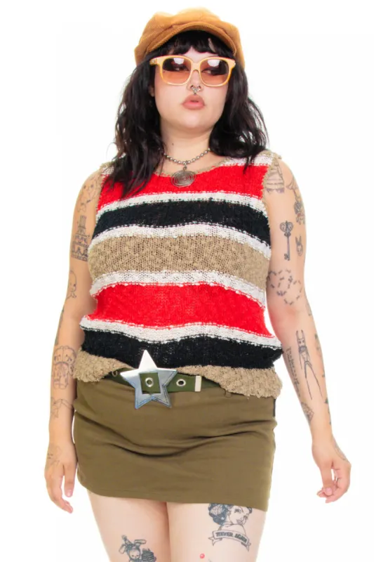 Vintage 90's Stripe Knit Tank - L/XL/2X sold by Tunnel Vision