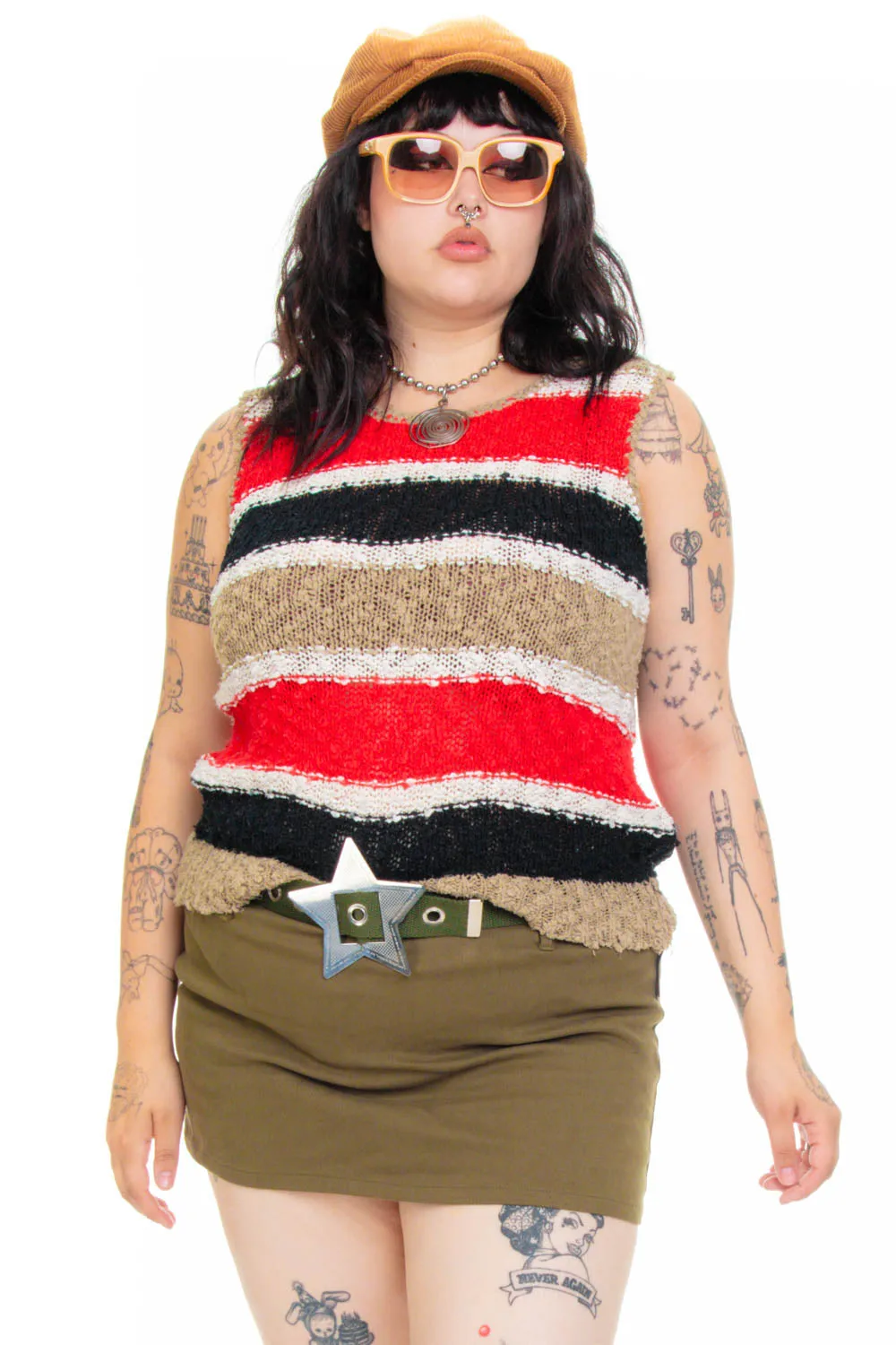 Vintage 90's Stripe Knit Tank - L/XL/2X sold by Tunnel Vision