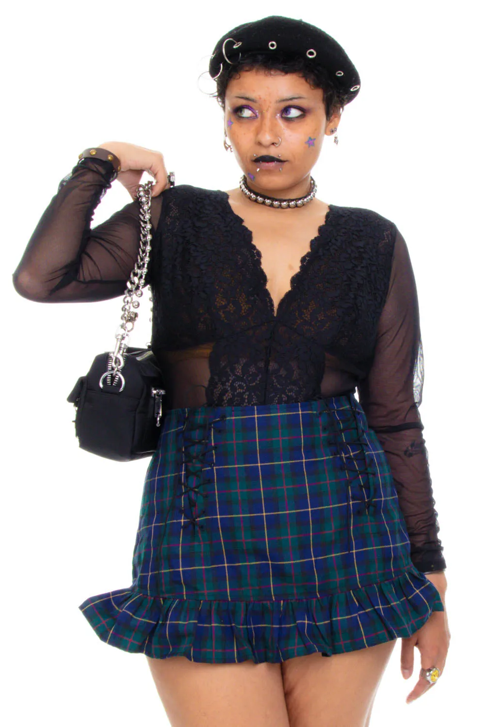 Vintage Y2K Black Lace & Mesh Bodysuit - M/L sold by Tunnel Vision product image thumbnail 3