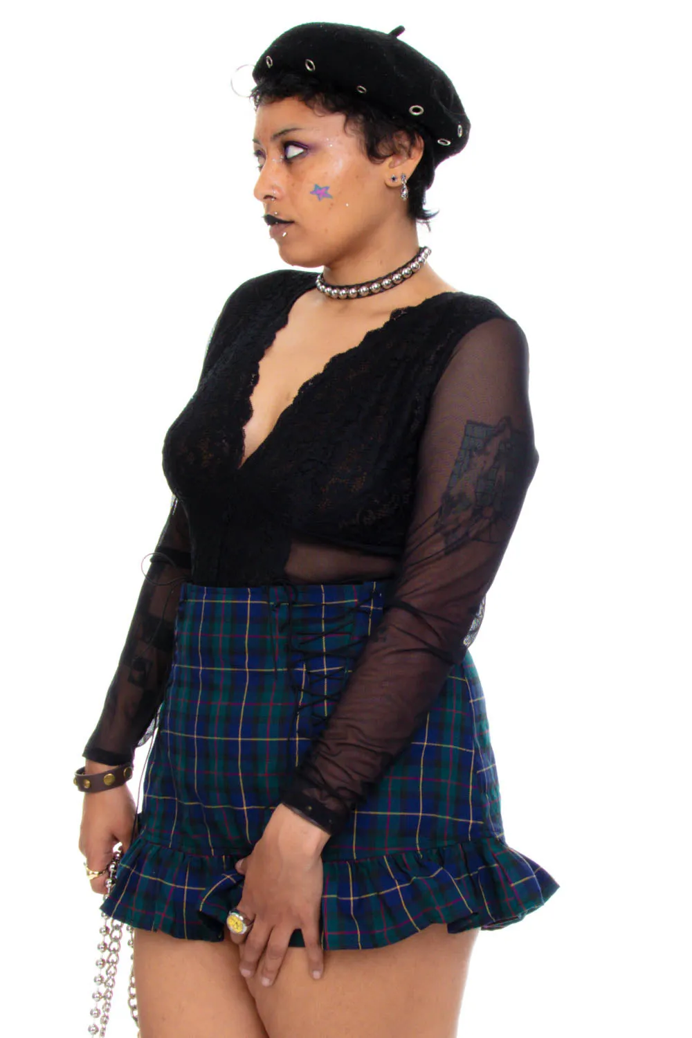 Vintage Y2K Black Lace & Mesh Bodysuit - M/L sold by Tunnel Vision product image thumbnail 5