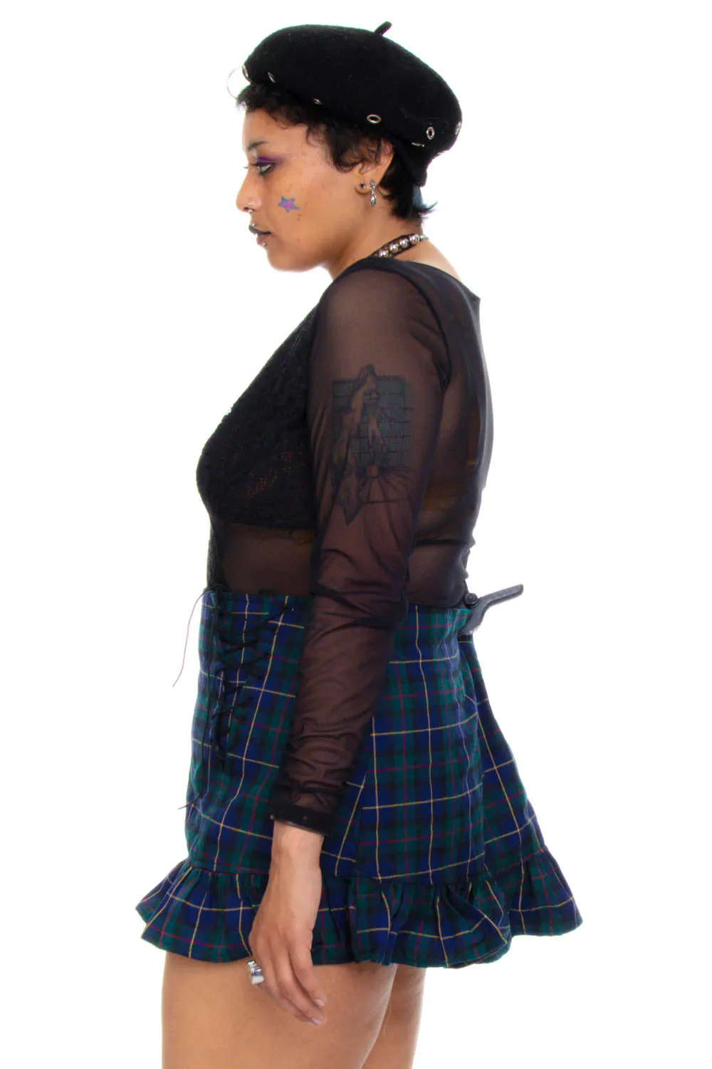 Vintage Y2K Black Lace & Mesh Bodysuit - M/L sold by Tunnel Vision product image thumbnail 4