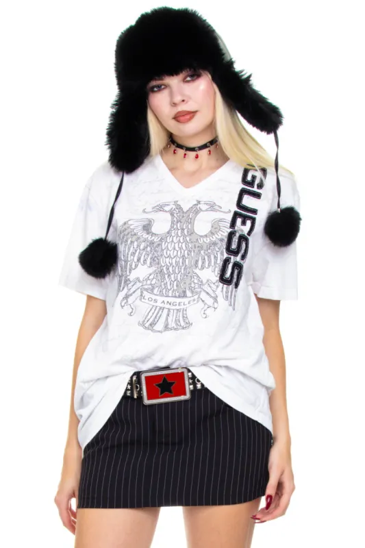 Vintage Y2K Guess Text V-Neck T-Shirt - OSFM sold by Tunnel Vision