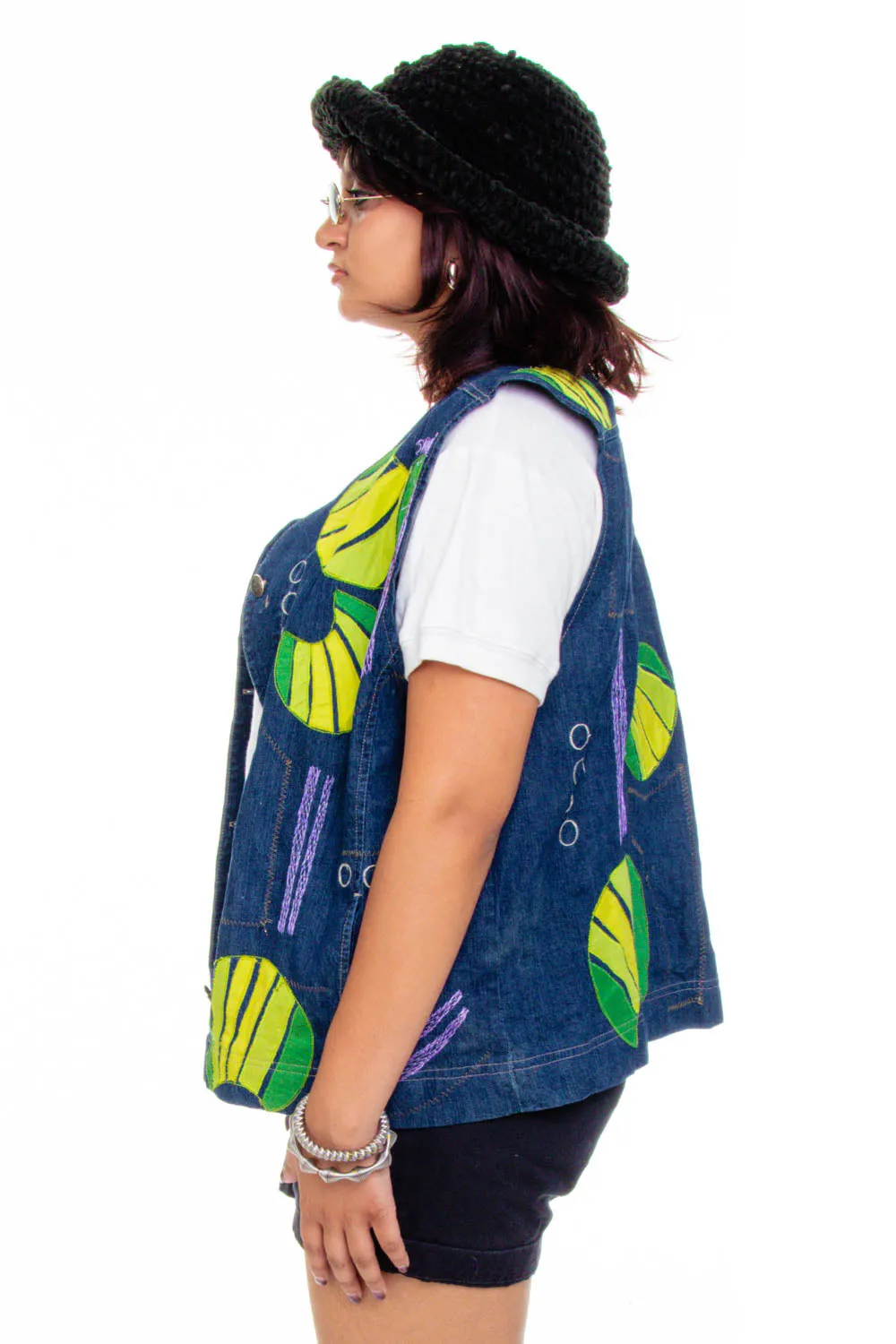 Vintager 90's Pattern Denim Button Vest - OSFM sold by Tunnel Vision product image thumbnail 4