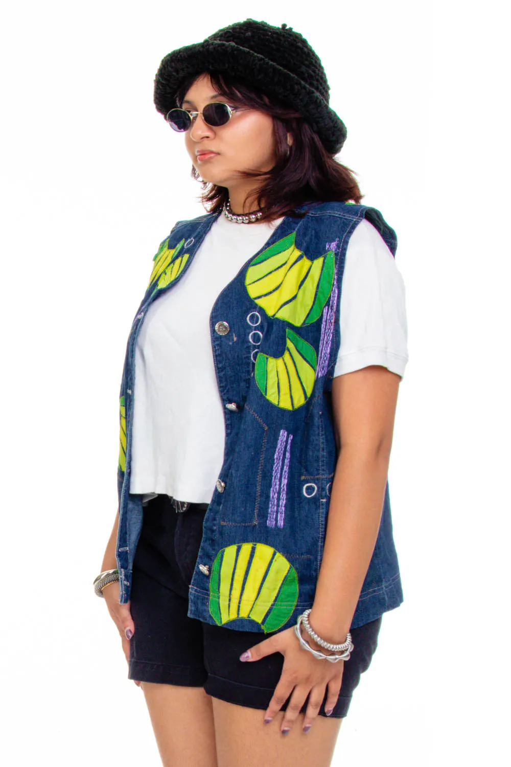 Vintager 90's Pattern Denim Button Vest - OSFM sold by Tunnel Vision product image thumbnail 3
