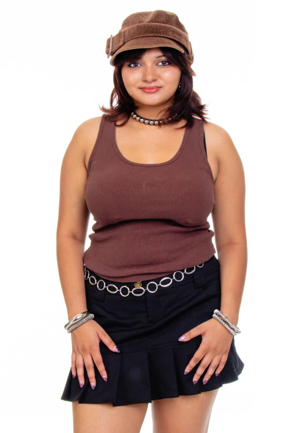 Vintage Y2K Brown Ribbed Tank Top - M/L sold by Tunnel Vision